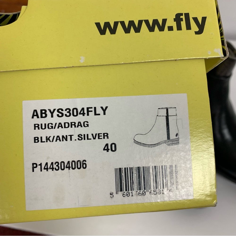 NWT FLY London Leather Zip-Up Ankle Boots Abys Black size 40 - Picture 9 of 13